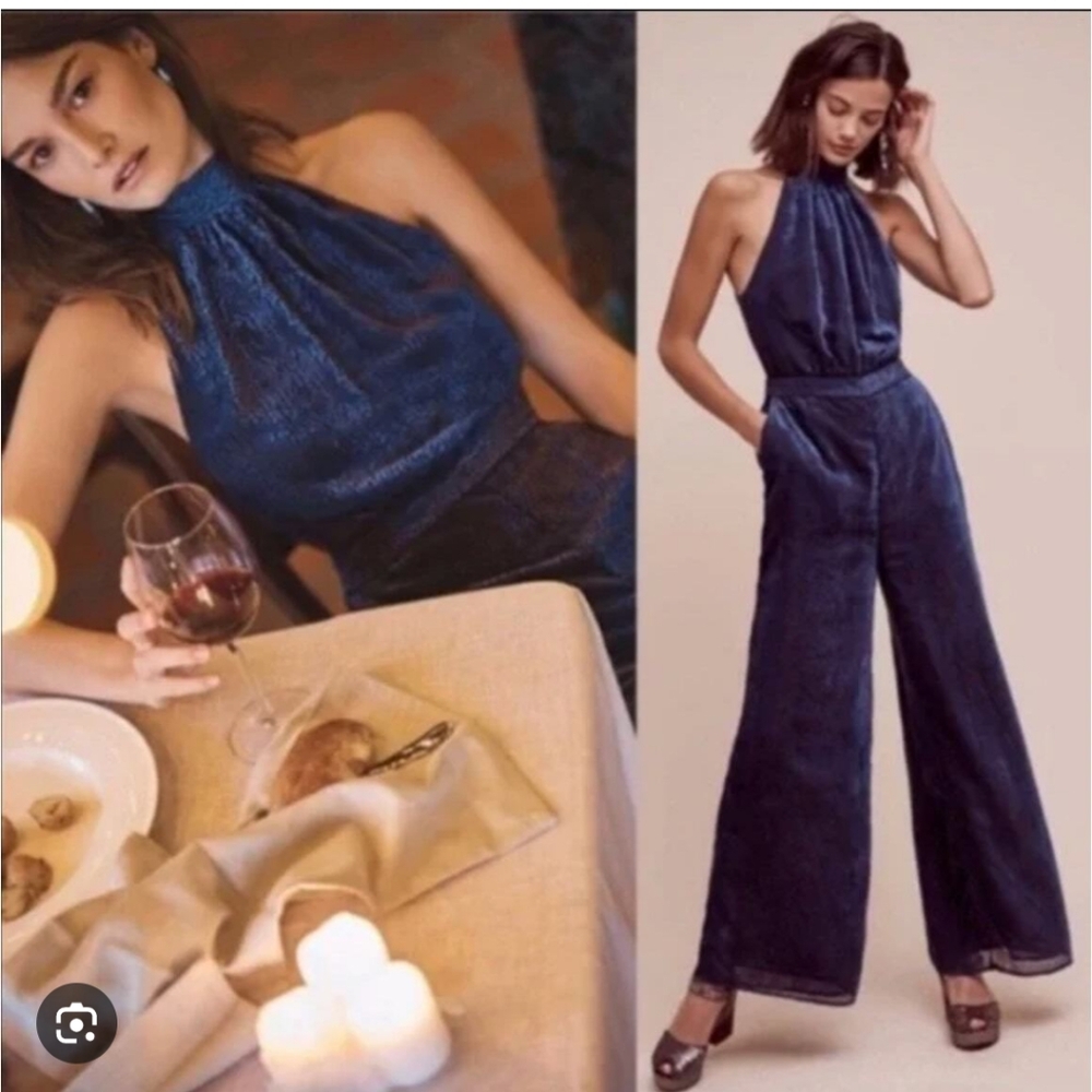 Elevenses Midnight Blue Velvet Jumpsuit